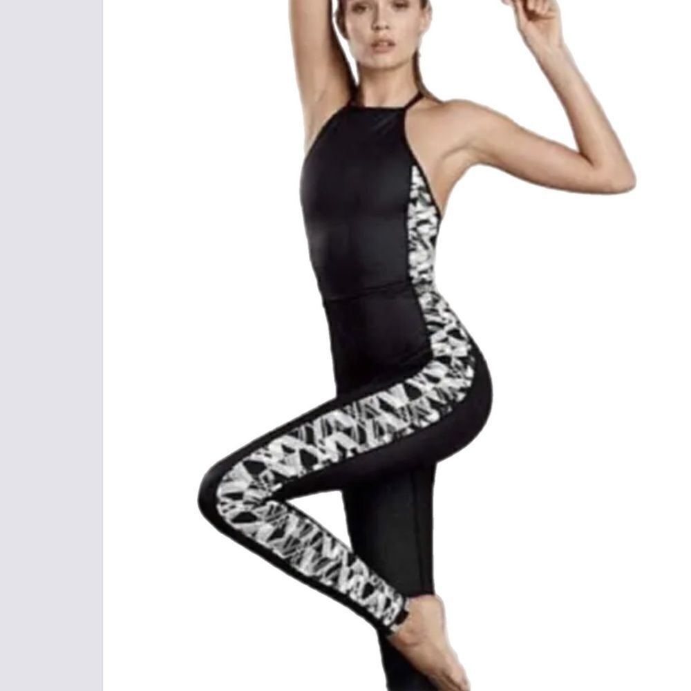 Victoria’s Secret Victoria Sport Fitness Wet look Unitard Jumpsuit black Xsmall